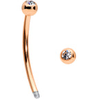 16G 9/16 Clear Gem Ball End Rose Gold Tone Curved Barbell