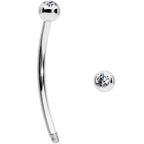 16G 5/8 Clear Gem Ball End Curved Barbell