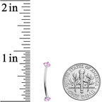 16G 9/16 Pink CZ Gem End Curved Barbell
