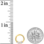 16G 5/16 Clear CZ Gem Gold Tone Trio Hinged Segment Ring