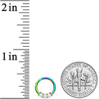 16G 5/16 White Synthetic Opal Rainbow Trio Hinged Segment Ring