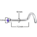 18G Violet 2mm Grade 23 Titanium Press Fit Left Nose Ring Screw