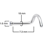 18G Clear 1.5mm Grade 23 Titanium Press Fit Left Side Nose Screw