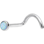 18G 7mm White 3mm Synthetic Opal Titanium Left Nose Ring Screw