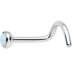 18G 7mm White 3mm Synthetic Opal Titanium Left Nose Ring Screw