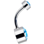 Aqua 8mm Titanium Internal Thread Belly Ring Created with Crystals