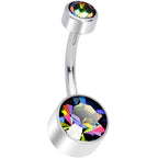 Vitrail 8mm Titanium Internal Thread Belly Ring Created with Crystals