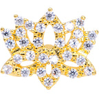 16G 1/4 Clear CZ Gem Gold Tone Lotus Flower Cartilage Tragus