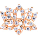 16G 1/4 Clear CZ Gem Rose Gold Tone Lotus Flower Cartilage Tragus