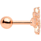 16G 1/4 Clear CZ Gem Rose Gold Tone Lotus Flower Cartilage Tragus
