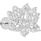 16G 5/16 Clear CZ Gem Lotus Flower Labret Monroe Tragus