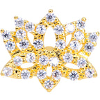 16G 5/16 Clear CZ Gem Gold Tone Lotus Flower Labret Monroe Tragus