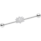 14G Clear CZ Gem Lotus Flower Industrial Barbell 38mm