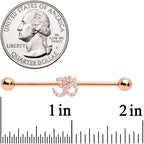 14G Clear CZ Gem Rose Gold Hue Amazing Om Industrial Barbell 38mm