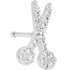 20G 1/4 Clear CZ Gem Shear Scissors Nose Bone