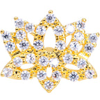 20G 1/4 Clear CZ Gem Gold Tone Lotus Flower Nose Bone