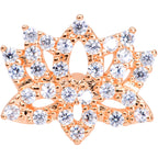 20G 1/4 Clear CZ Gem Rose Gold Tone Lotus Flower Nose Bone