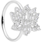 18G 3/8 Clear CZ Gem Lotus Flower Nose Hoop