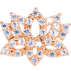 18G 3/8 Clear CZ Gem Rose Gold Tone Lotus Flower Nose Hoop