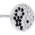 20G 1/4 Clear Black CZ Gem Yin Yang Nose Bone