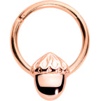 16G 3/8 Rose Gold Tone Simple Acorn Hinged Segment Ring