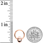 16G 3/8 Rose Gold Tone Simple Acorn Hinged Segment Ring