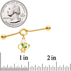 14G Gold Tone Heart Music Valentine Dangle Project Barbell 38mm
