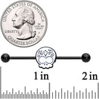 14G Black White Calavera Sugar Skull Industrial Barbell 38mm
