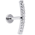 16G 1/4 Clear CZ Gem Curve Internal Thread Labret Monroe Tragus