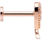 16G 5/16 Clear CZ Gem Rose Gold Tone Internal Thread Wing Labret