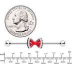 14G Red Sweet Summer Watermelon Bow Industrial Barbell 38mm