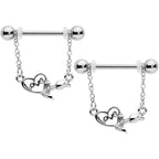 14G 11/16 Love Rose Dangle Nipple Ring Set