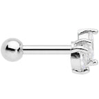 16G 1/4 Clear CZ Gem Crown Cartilage Tragus Earring