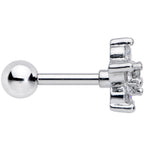 16G 5/16 Clear CZ Gem G23 Titanium Flower Cartilage Earring