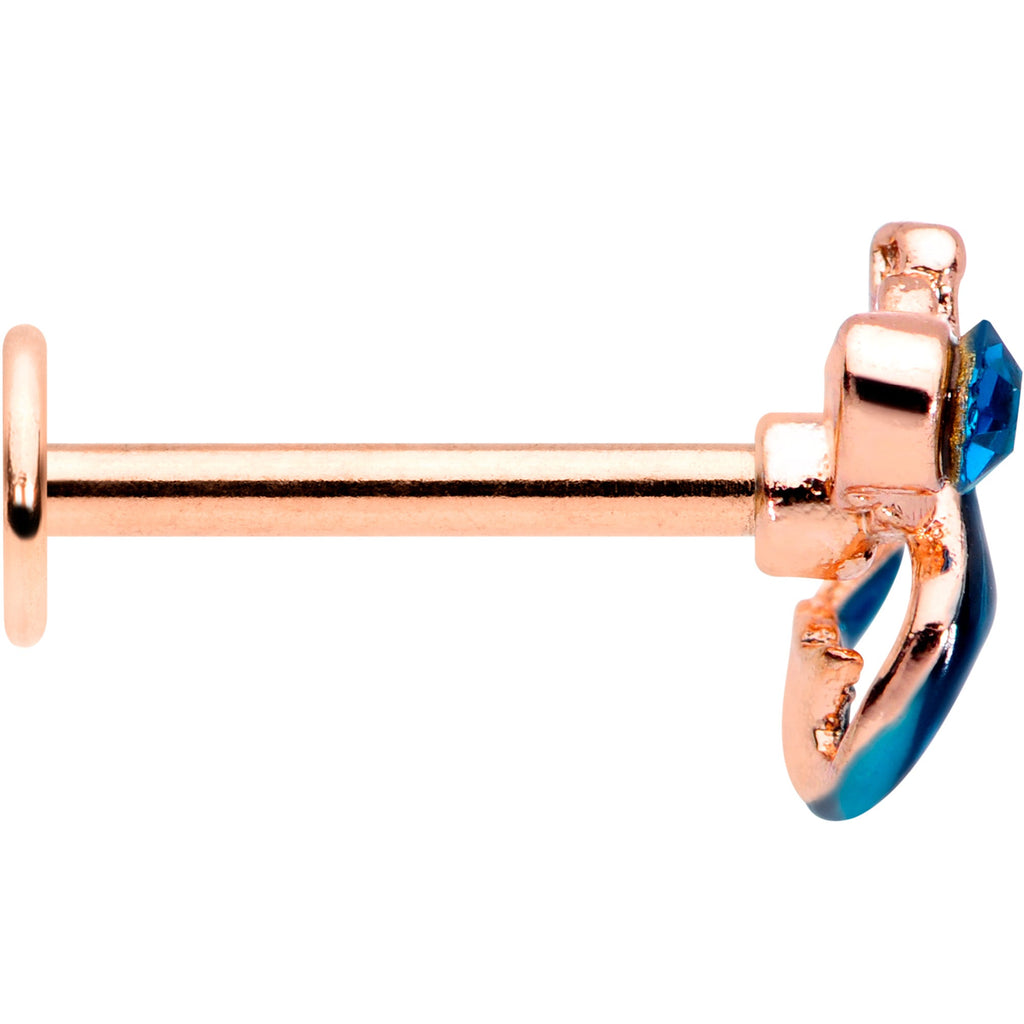 16G 5/16 Blue Gem Rose Gold Tone Mermaid Labret Monroe Tragus