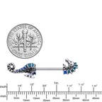 14G 9/16 Nautical Seahorse Barbell Nipple Ring Set