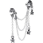 16G 1/4 Clear Gem Moon Star Triple Dangle Cartilage Chain Earring