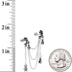 16G 1/4 Clear Gem Moon Star Triple Dangle Cartilage Chain Earring