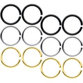 18G 5/16 Black Gold Tone Anodized Seamless Circular Ring Set of 12