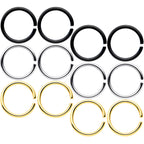 18G 5/16 Black Gold Tone Anodized Seamless Circular Ring Set of 12