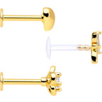 16G 5/16 Clear CZ Gem Gold Tone Heart Labret Tragus Set of 3
