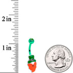 Clear Gem Green Leprechaun Saint Patricks Day Belly Ring Set of 2
