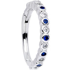 16G 3/8 Clear Blue CZ Gem Classic Circles Hinged Segment Ring
