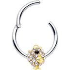 16G 3/8 Clear Black Gem Little Chick Septum Ring