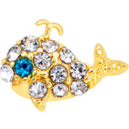 16G 1/4 Clear Aqua Gem Gold Tone Whale Cartilage Tragus Earring