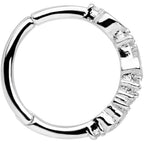 16G 3/8 Clear CZ Gem Tears Hearts Hinged Segment Ring