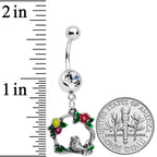 Clear Gem Swing Bird Wreath Flower Dangle Belly Ring