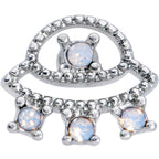 16G 5/16 White Faux Opal UFO Labret Monroe Tragus