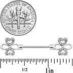 14G 9/16 Clear Gem Heart Shamrock Barbell Nipple Ring Set