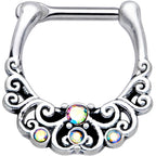 16G 3/8 Aurora Gem Scrolling Hearts Cartilage Clicker